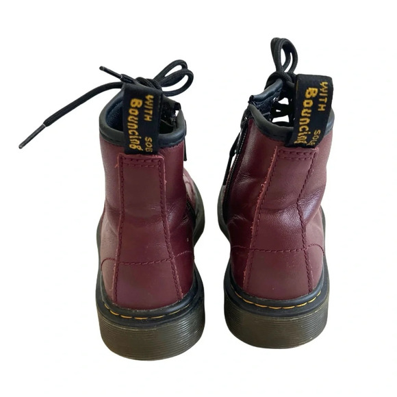 Dr. Martens Kids Boy Girl 1460 smooth leather cherry red 8 eyelets boots size 13 - Picture 5 of 7